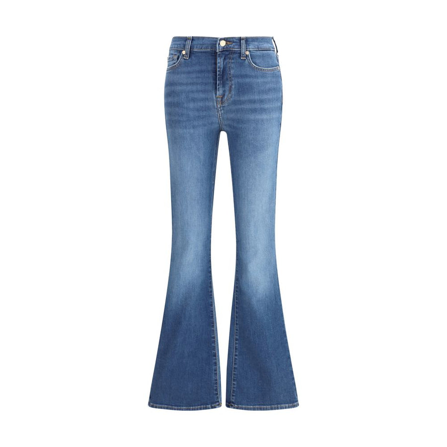 Blue Cotton Flared Jeans
