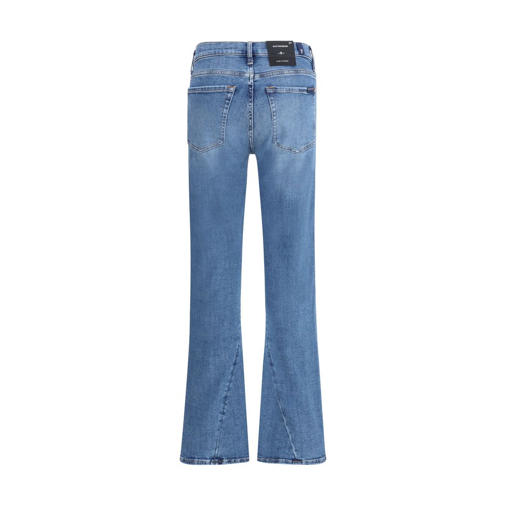 Blue Cotton Flared Jeans