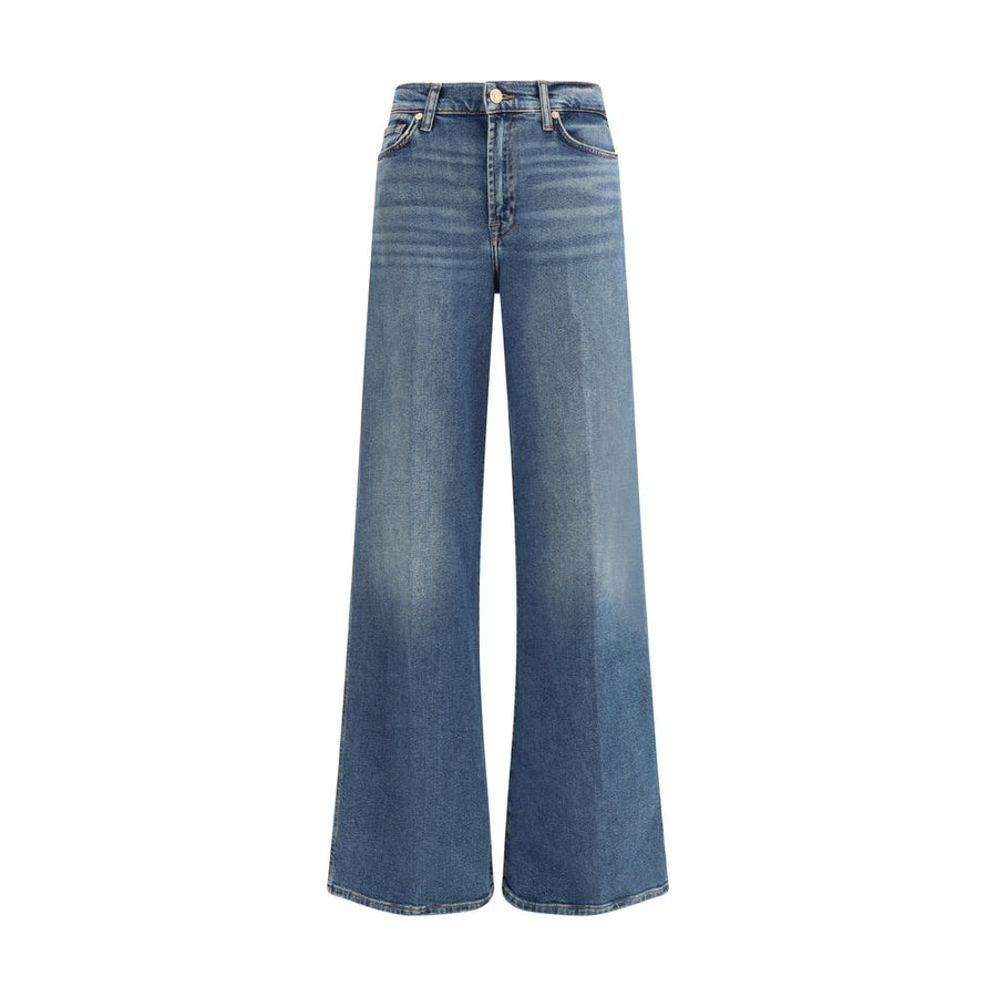Blue Cotton Flared Jeans