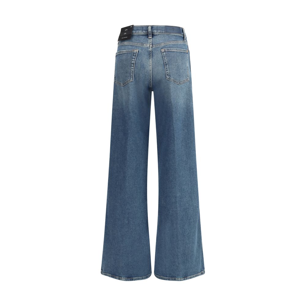 Blue Cotton Flared Jeans