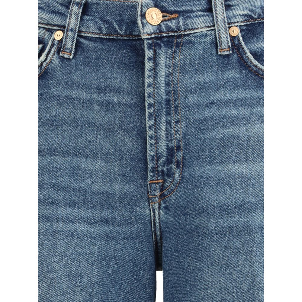Blue Cotton Flared Jeans