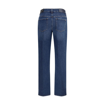 Blue Cotton Straight-Leg Jeans