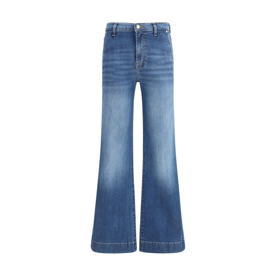 Blue Cotton Flared Jeans