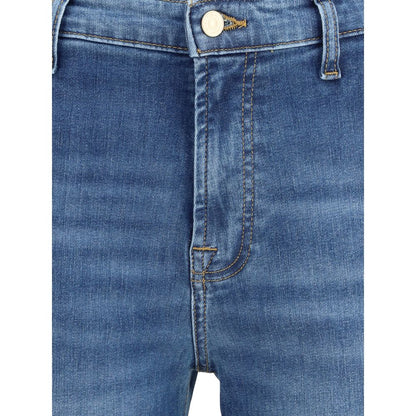 Blue Cotton Flared Jeans