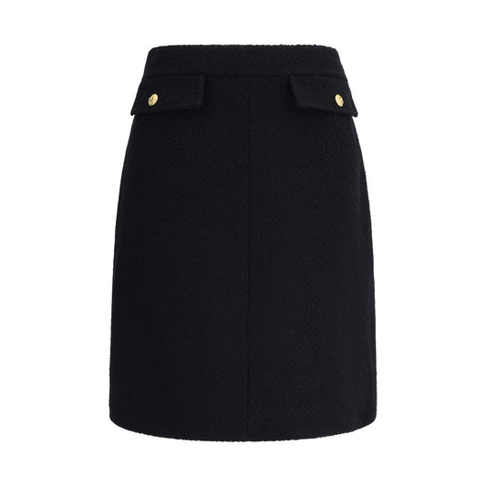 Black Wool Midi Skirt