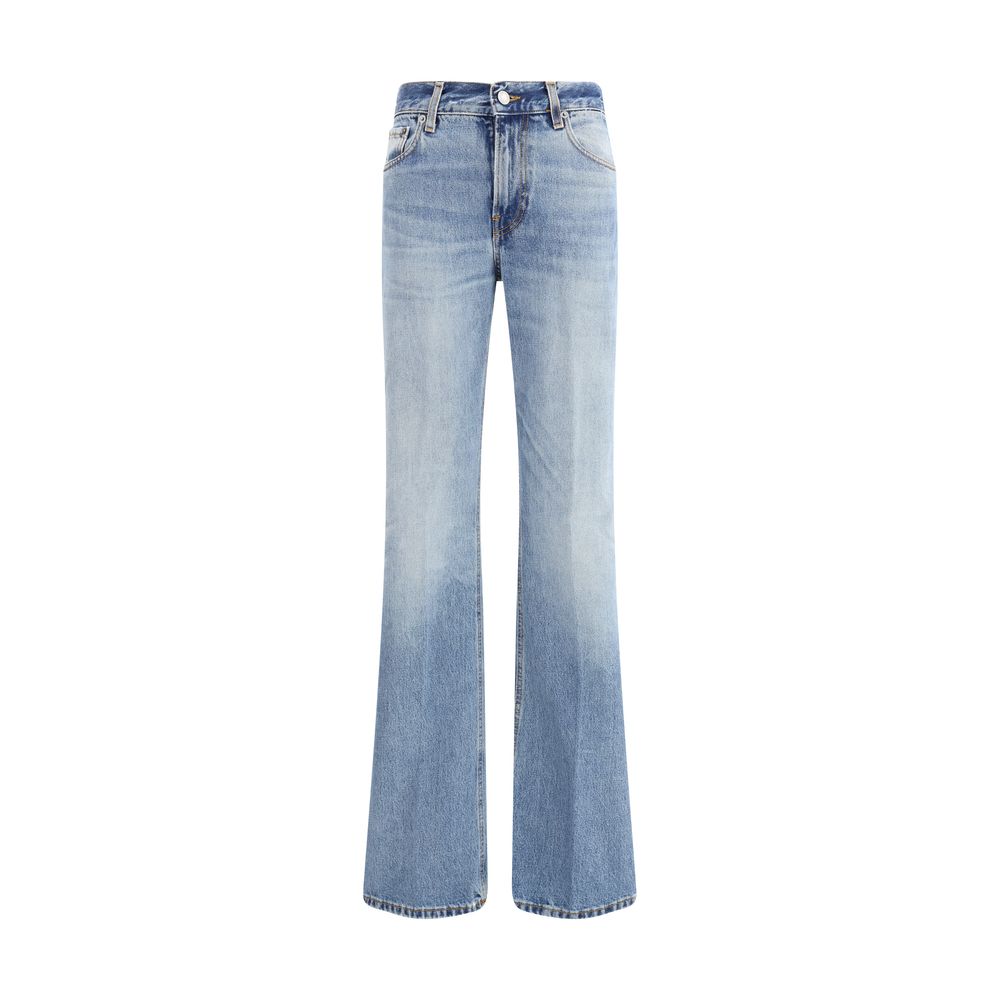 Light Blue Cotton Flared Jeans