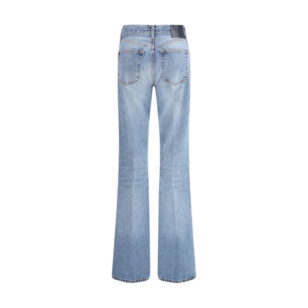 Light Blue Cotton Flared Jeans