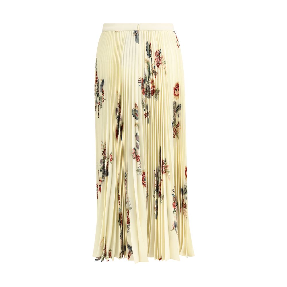 Yellow Polyester Midi Skirt