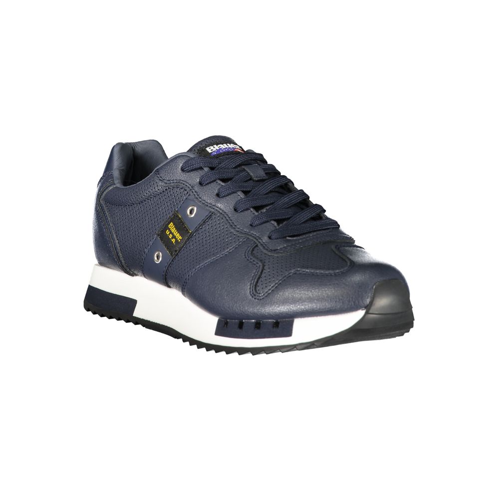 Blue Leather Men Sneaker