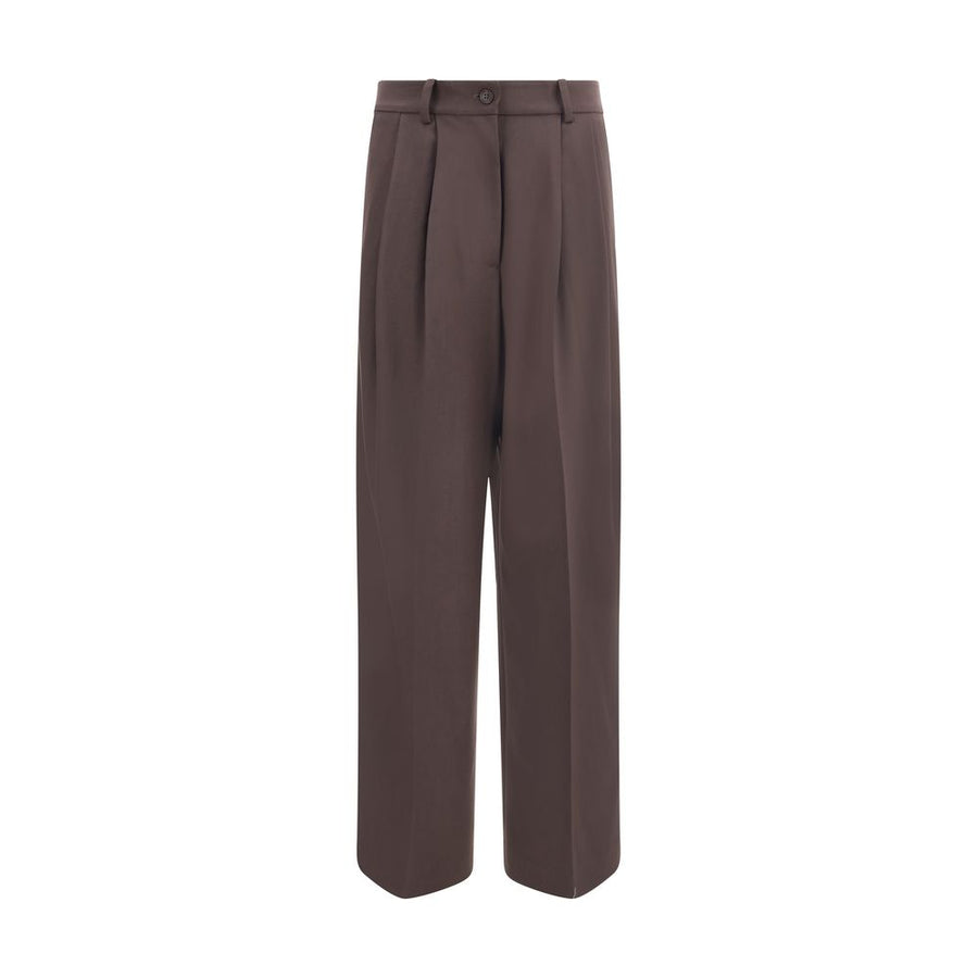 Brown Fleece Wool Dress Pants