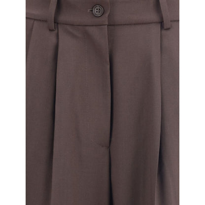 Brown Fleece Wool Dress Pants