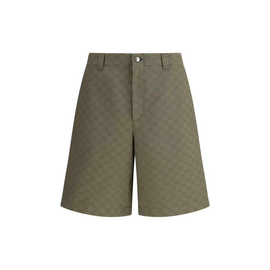 Green Cotton Bermuda Shorts