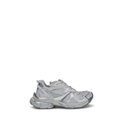 Gray Polyester Platform Sneakers