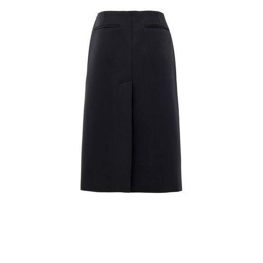 Black Wool Midi Skirt