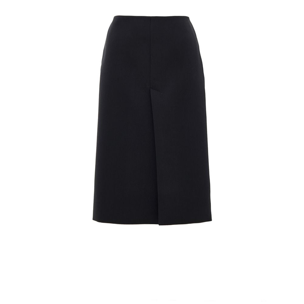 Black Wool Midi Skirt