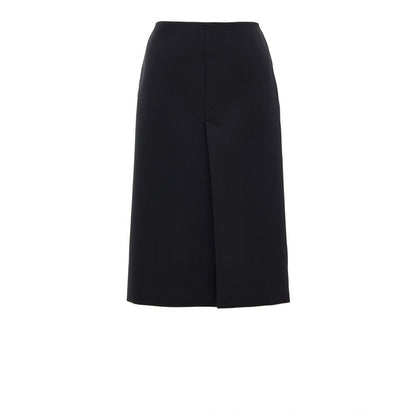 Black Wool Midi Skirt
