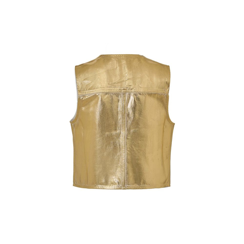 Gold Cotton Sleveless Jacket