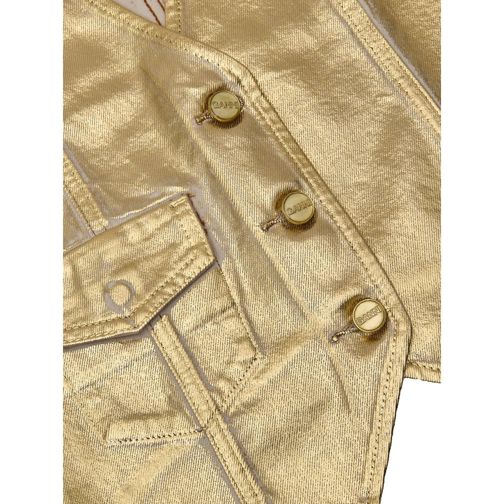 Gold Cotton Sleveless Jacket