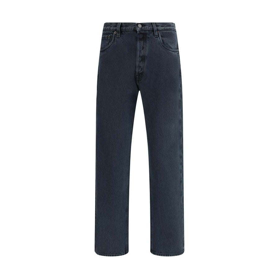 Black Cotton Straight-Leg Jeans