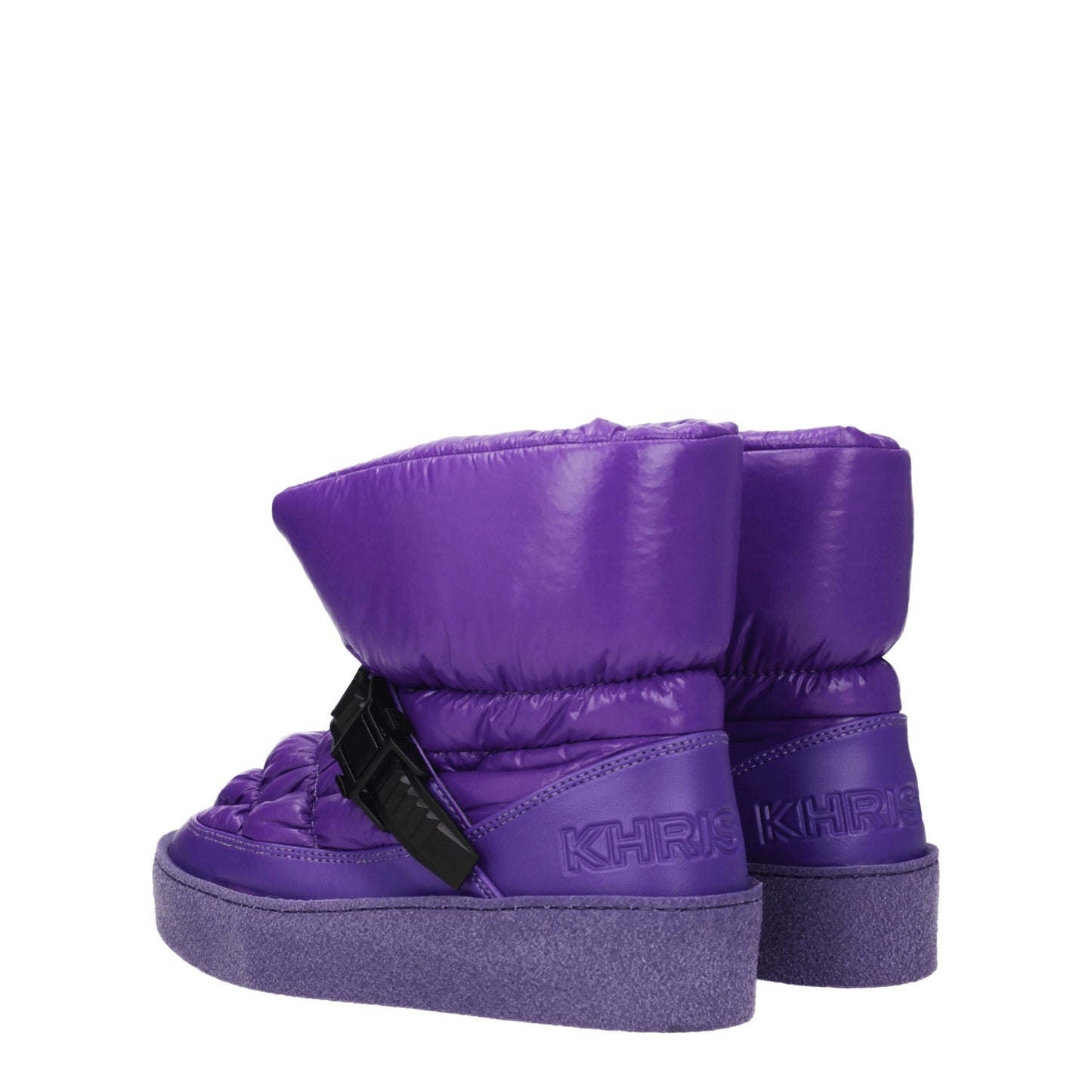 Purple Polyester Ankle Boots