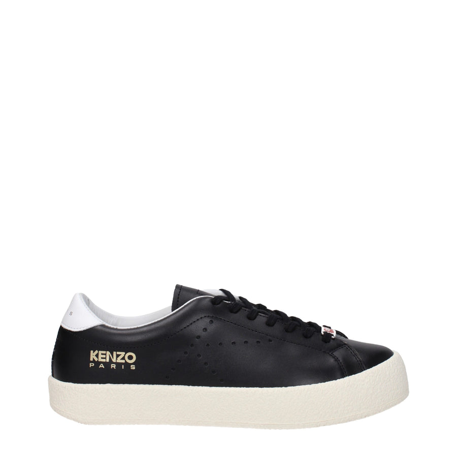 Black Leather Low Top Sneakers