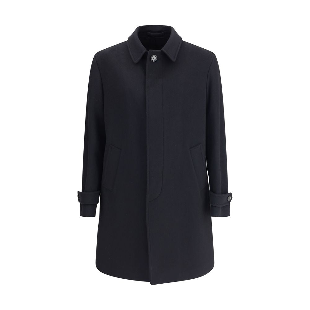 Black Fleece Wool Trench Coat