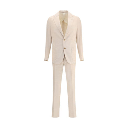 Beige Cotton Two-Piece Suit