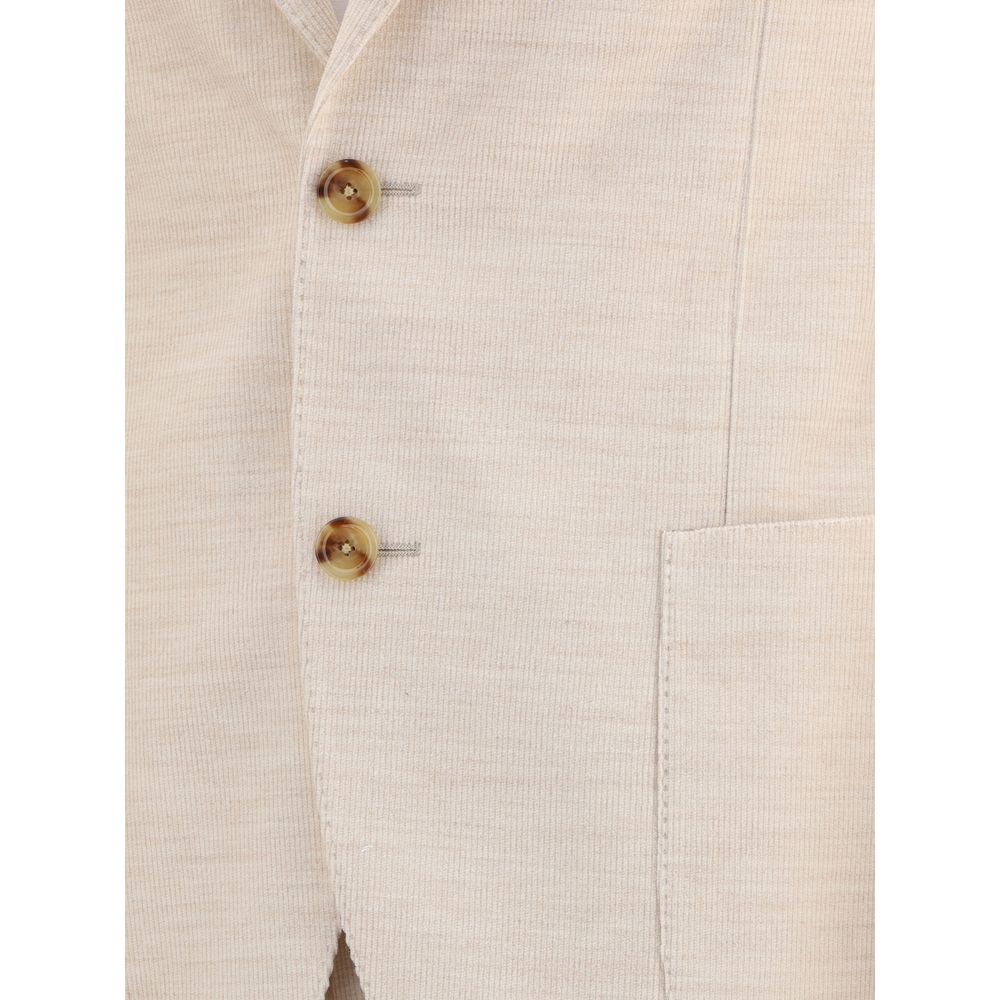 Beige Cotton Two-Piece Suit