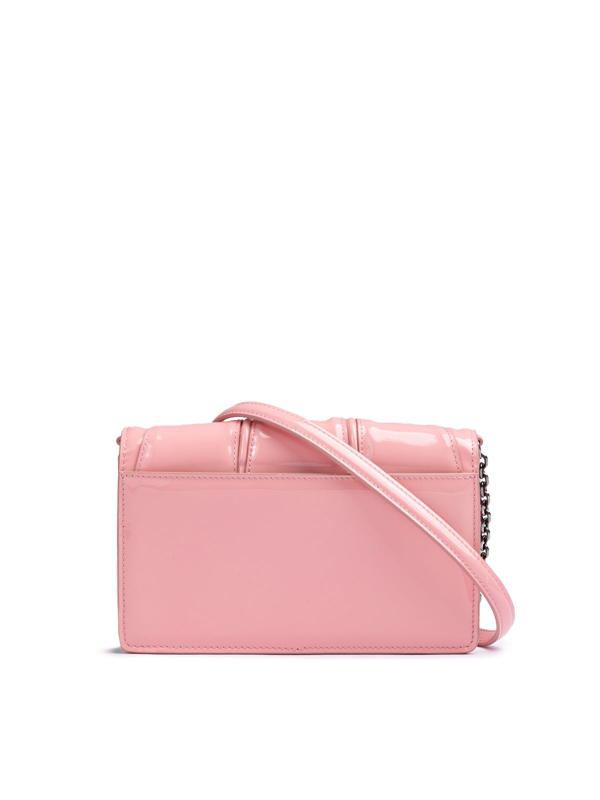 Pink GT patent leather bag with chain