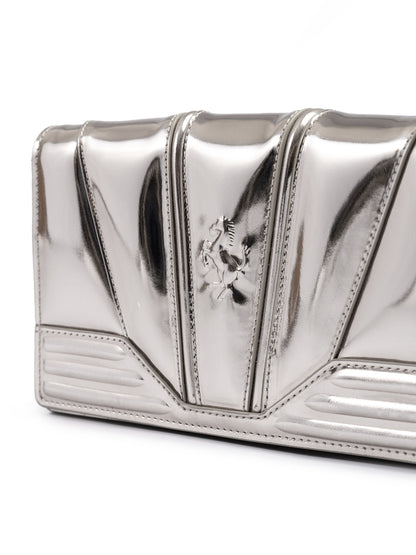 Metal Silver GT patent leather bag with chain