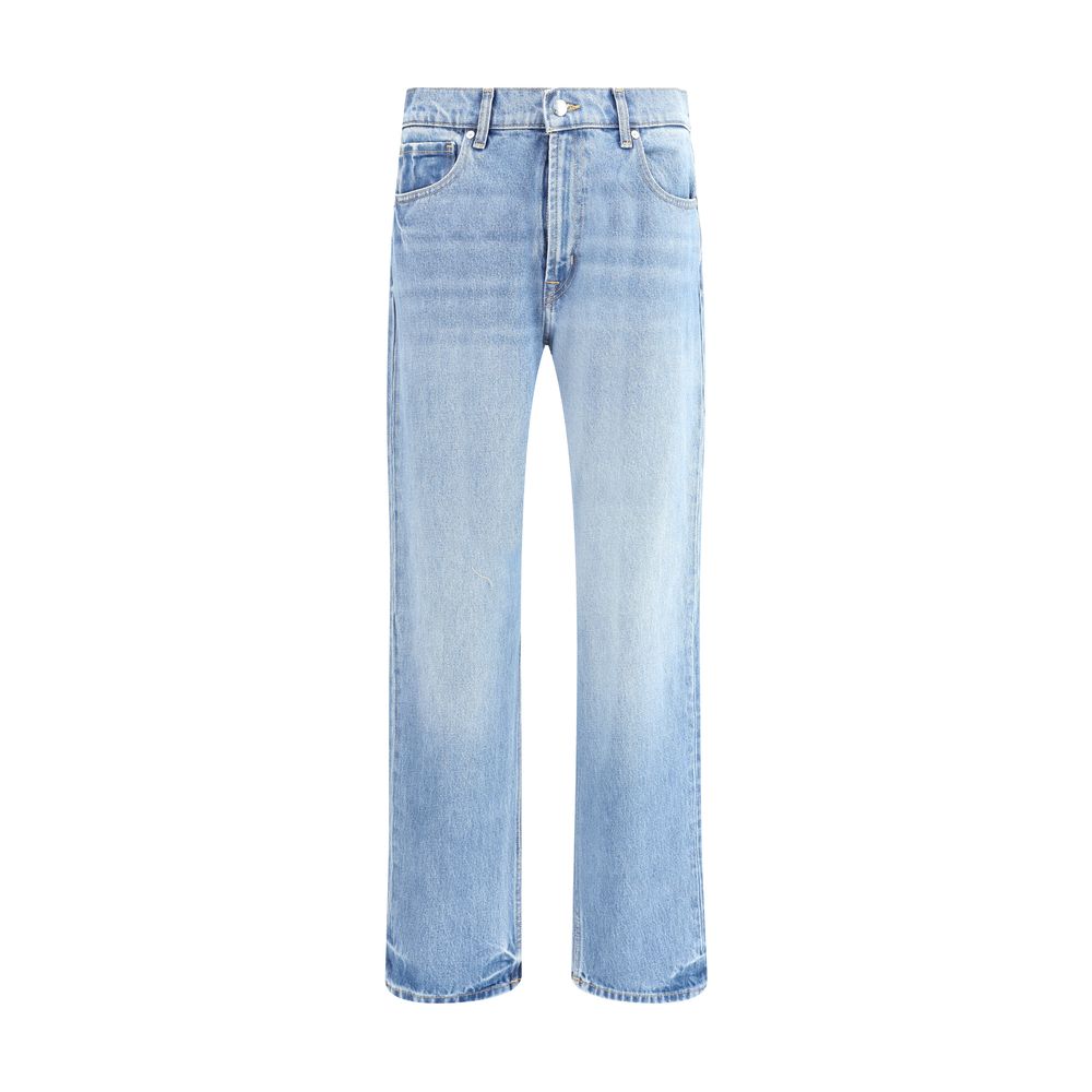 Light Blue Cotton Straight-Leg Jeans