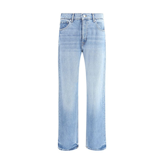 Light Blue Cotton Straight-Leg Jeans