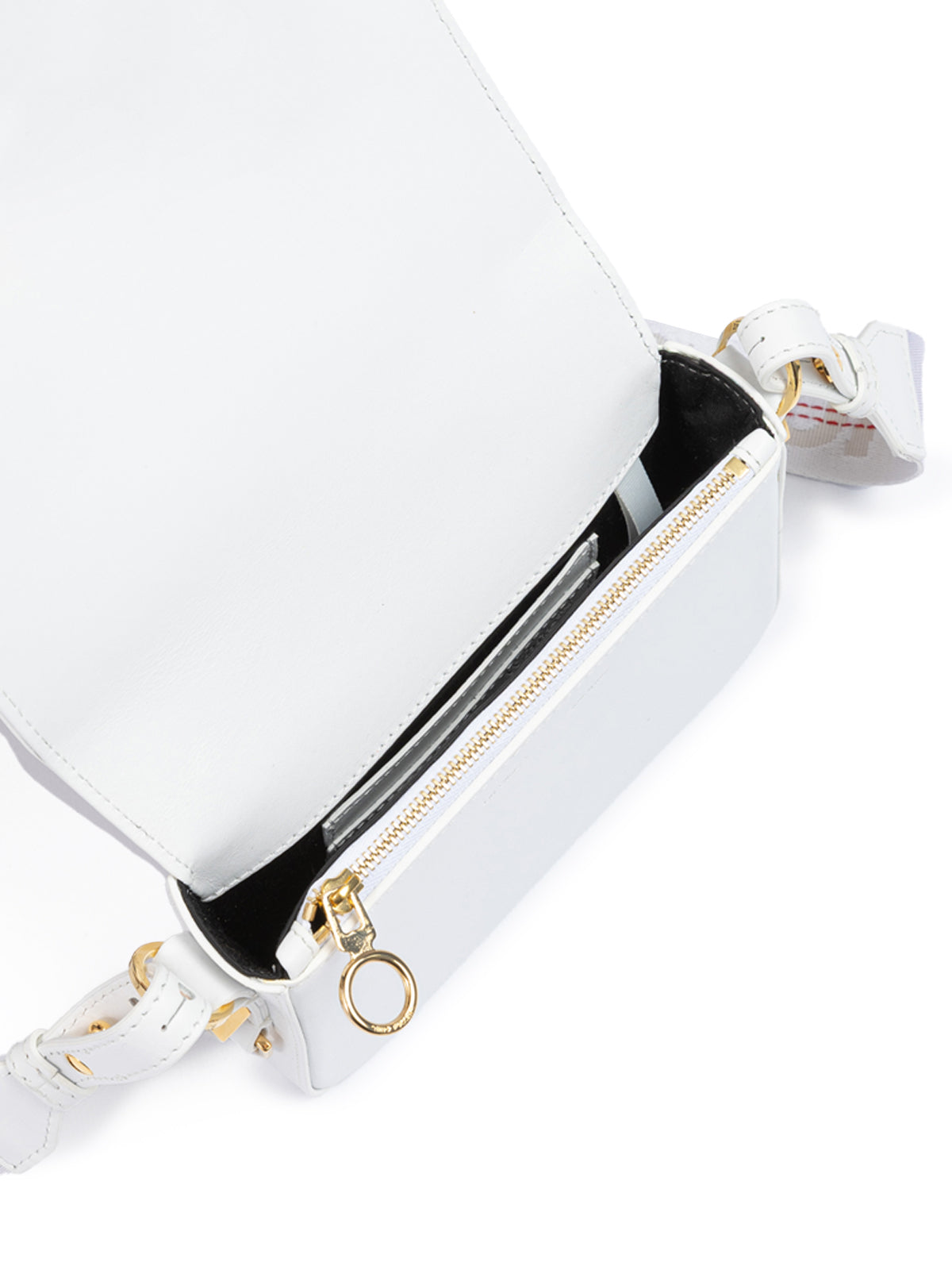 White/Gold  Metallic Stripe Mini Crossbody Bag