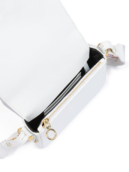White/Gold  Metallic Stripe Mini Crossbody Bag