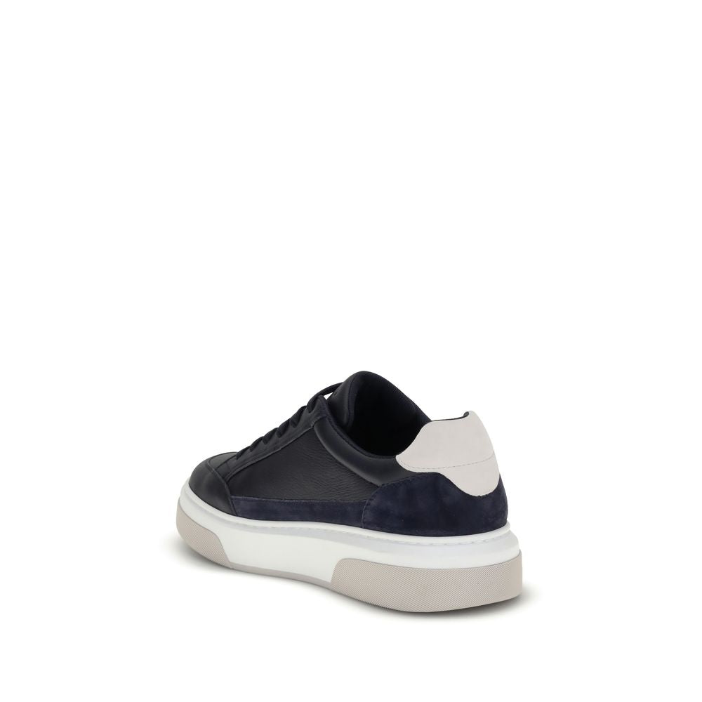Blue Calf Leather Bos Taurus Low Top Sneakers