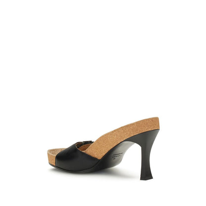 Black Calf Leather Bos Taurus Stiletto Heel Sandals