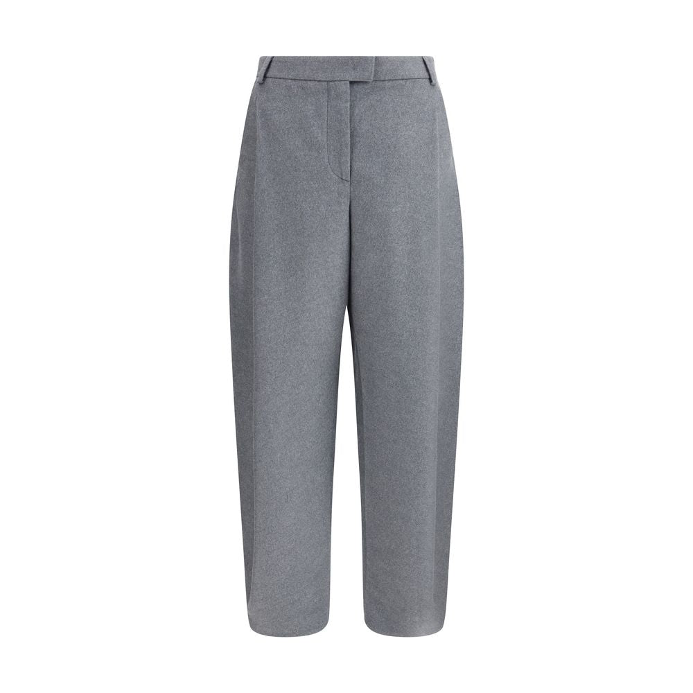 Gray Silk Casual Pants