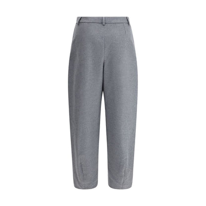 Gray Silk Casual Pants
