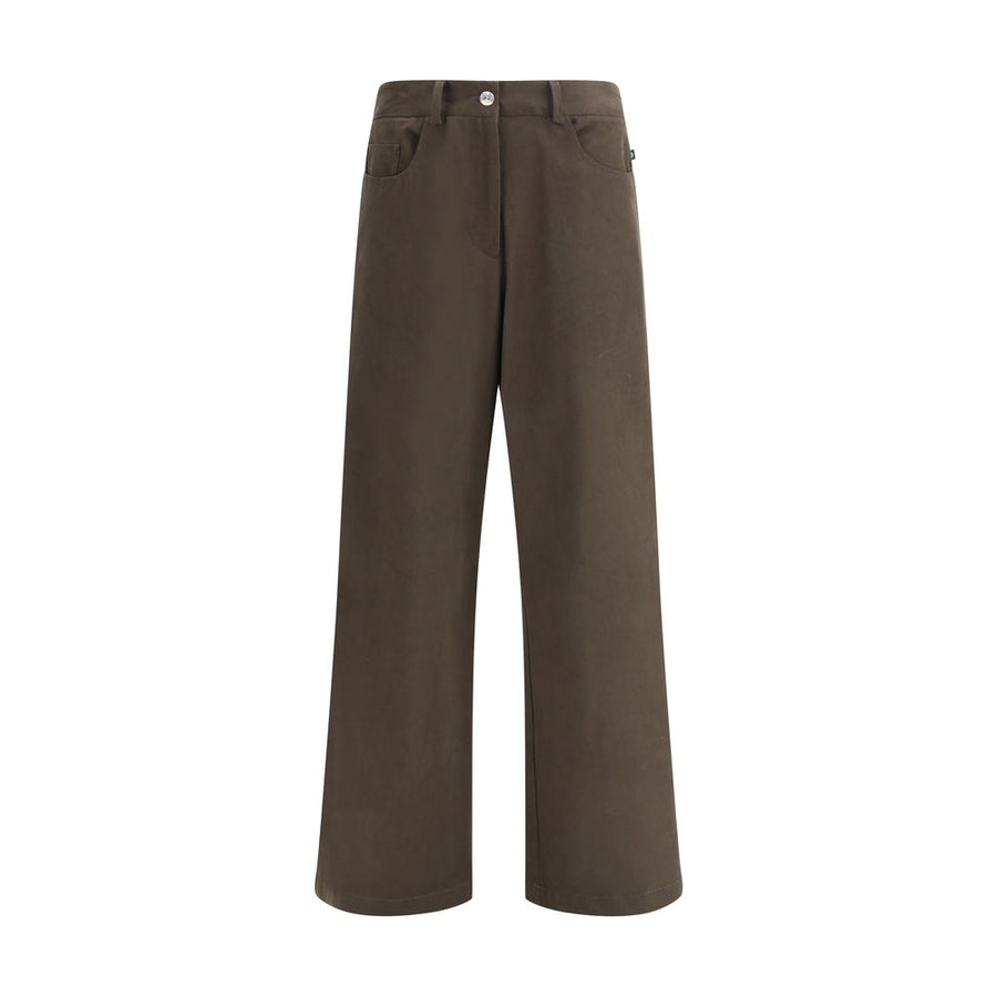 Brown Cotton Casual Pants