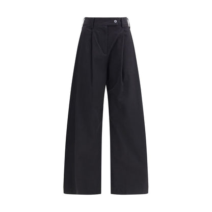 Black Cotton Casual Pants