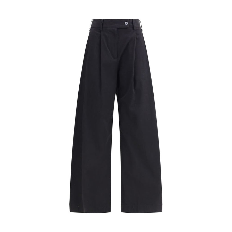 Black Cotton Casual Pants