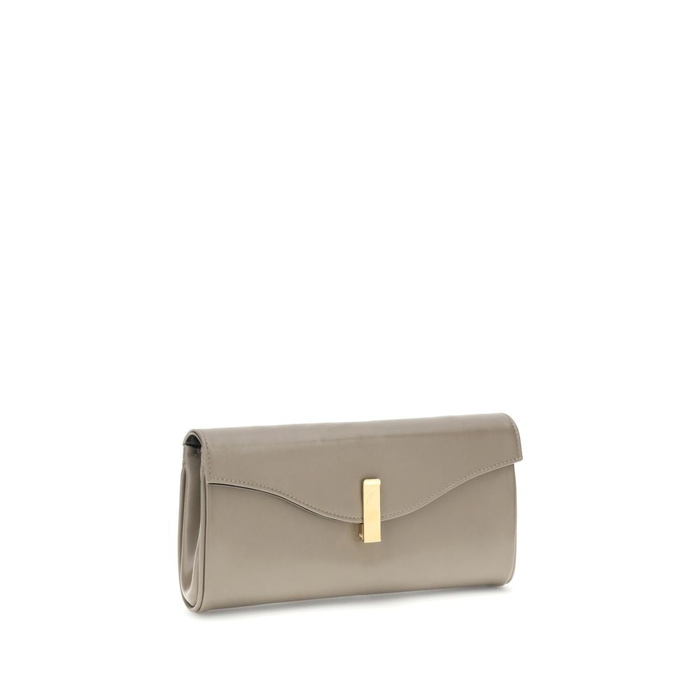 Beige Leather Clutch Bag
