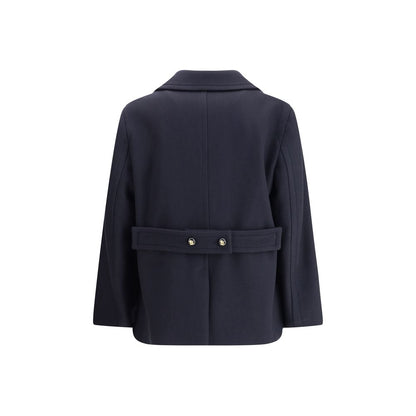 Blue Fleece Wool Coat