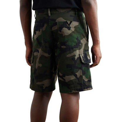 Green Cotton Cargo Shorts