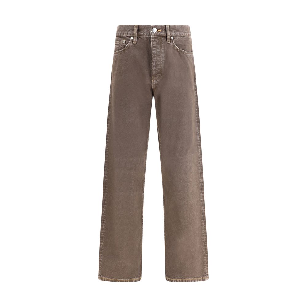 Brown Cotton Relaxed Fit Jeans