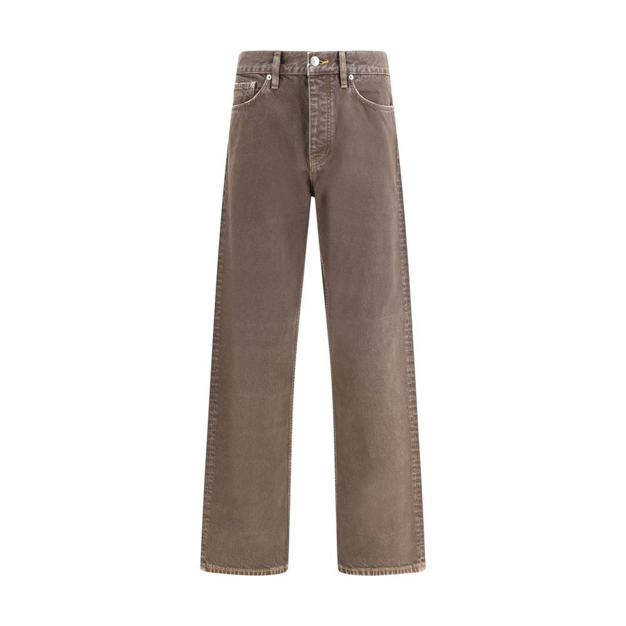 Brown Cotton Relaxed Fit Jeans