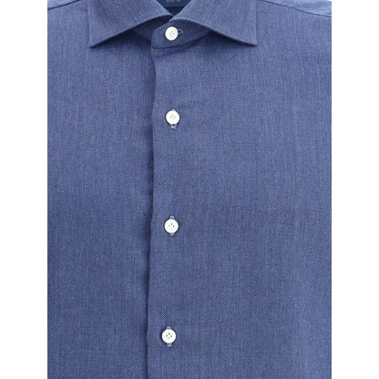 Blue Cotton Dress Shirt