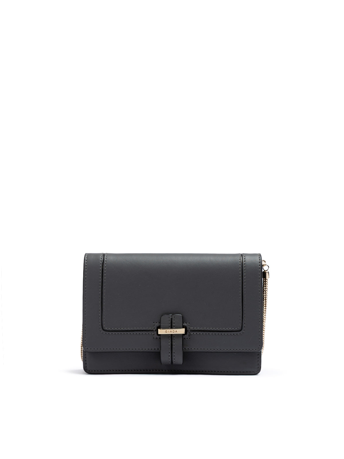 Dark Grey Leather Clutch Bag