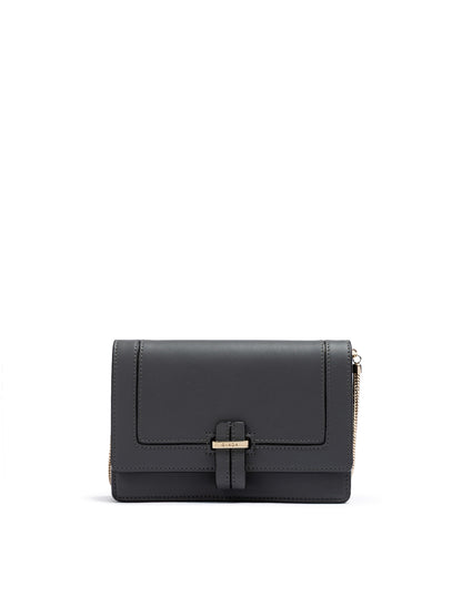 Dark Grey Leather Clutch Bag