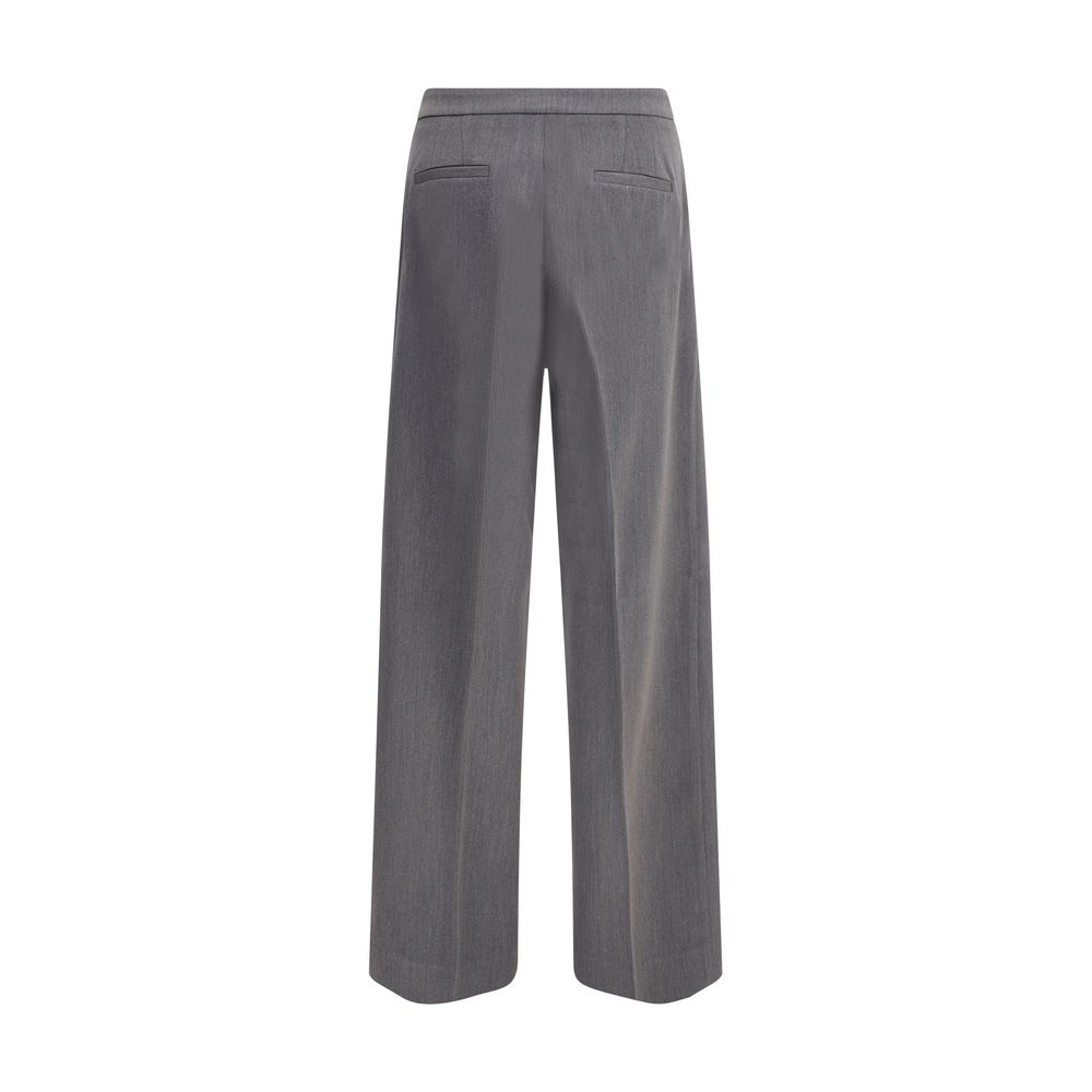 Gray Polyester Casual Pants